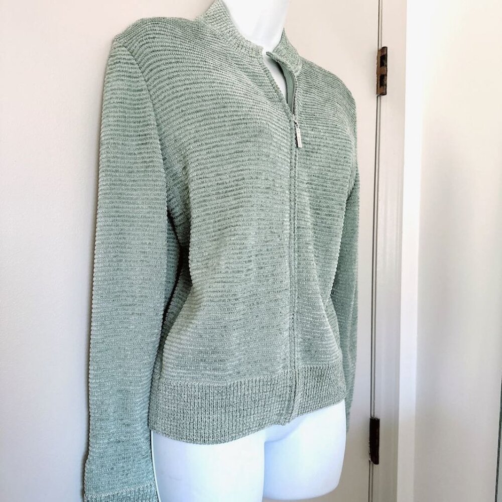 ST JOHN COLLECTION SPORT CHENILLE MINT GREEN MATCHING WIDE LEG PANTS SZ M 6 - Picture 3 of 16